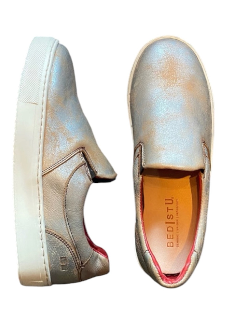 Bed Stu Hermione Silver Lux Slip-on Sneaker metallic leather Shoe | size 9
